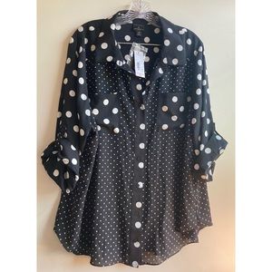 🔥 2/$25 or 3/$39🔥Worthington women black & white blouse Size 2X
